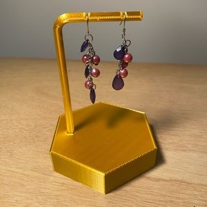 Purple beaded drop earrings